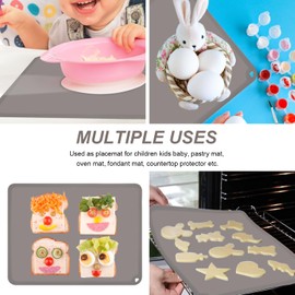 KVK Silicone Placemat for Toddles Kids Non-Slip Reusable Portable Baby Placemats for Restaurant Stain-Proof Children Food Mats Eating Table Mat 2 Pack (Charcoal)