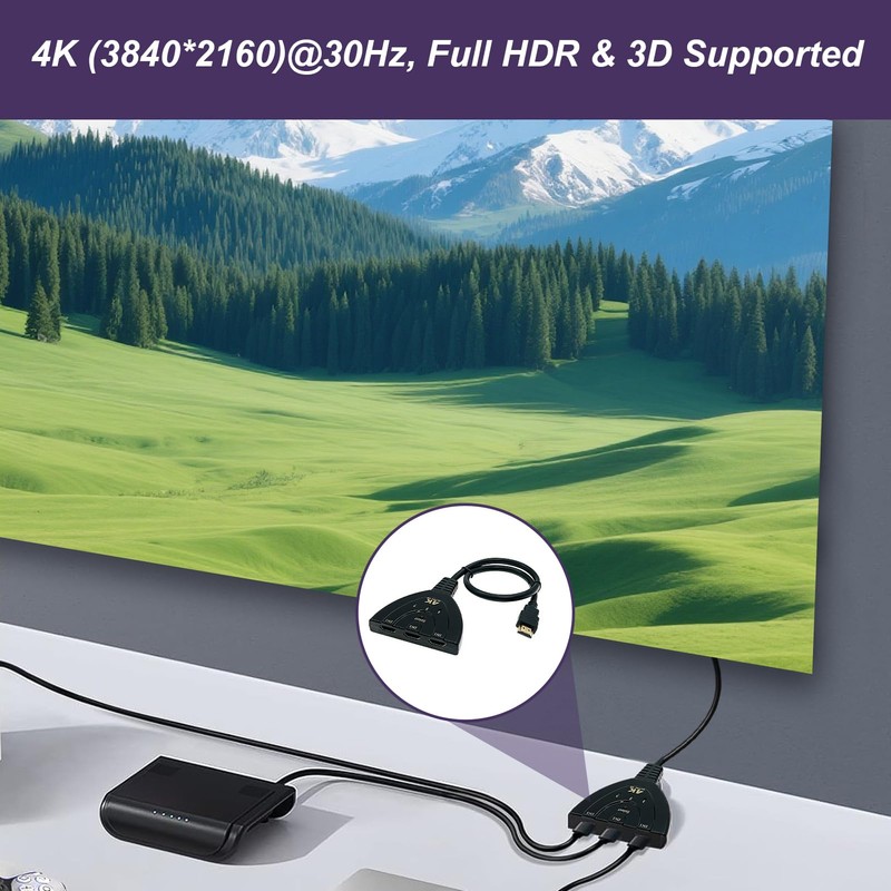 HDMI Switch 3 in 1 4K, interruttore HDMI 3 ingressi