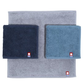 Towel Handkerchief, Imabari, Set of 3, Hand Towel, Mini Towel, Small, 1.0 x 1.0 inches (25 x 25 cm), Terry Cloth Handkerchief, Gray, Smoky Blue, Navy