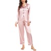 Vlazom Pyjamas for Women, Soft Satin Long Sleeve Pjs Set