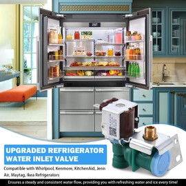 W10394076 W10865826 Refrigerator Water Inlet Valve Compatible with Whirlpool Kitchenaid Kenmore Maytag Ikea Refrigerator Replacement Parts K-78282 W10726788 W10833705 W10872966 WPW10394076