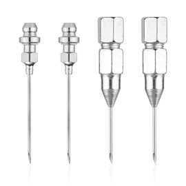 Gosknor 4pcs Grease Gun Needle Nozzle, Grease Needle Grease Fittings Tool Detachable Grease Gun Needle Tip Adapter for Grease Injection, Used in Narrow Space & Deep Hole Metal Kit