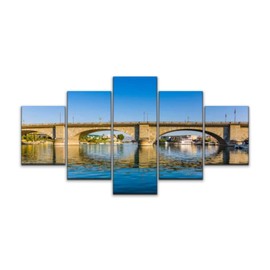 Skipvelo London Bridge in Lake Havasu Wall Art Canvas Prints Pictures Paintings Artwork Home Decor Stretched and Framed - 5 Pieces