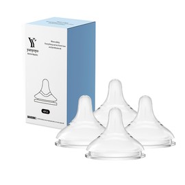 yanyoyo Silicone Bottle Nipple, Anti Colic Nipples for Newborn Baby, Natural Feel, SS, 0 Months+, 4 Counts