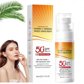 Tinted Sunscreen Spf 50 Sunscreen,Broad Spectrum Sun Protection,Spf 50 Face Moisturiser,Spf50 Face Sunscreen,Non-Greasy for Daily Wear,Natural Concealer,UVA/UVB Protection,Suitable for All Skin Types