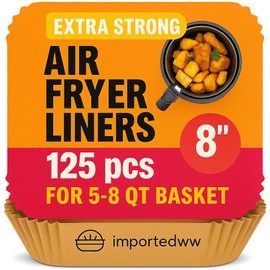 Air Fryer Paper Liners, 125Pcs Air Fryer Disposable Liners, Non-Stick and Oil Proof for Easy Cleanup, 8” Square for 5-8 qt Basket