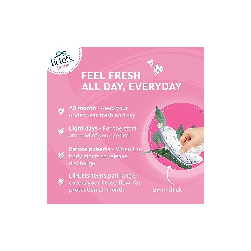 Lil-Lets Teens Liners | 64 forros | 4 paquetes de
