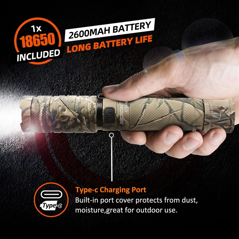 NICRON Flashlight, Rechargeable Twist Flashlight B70 Plus 1200 Lumen LED