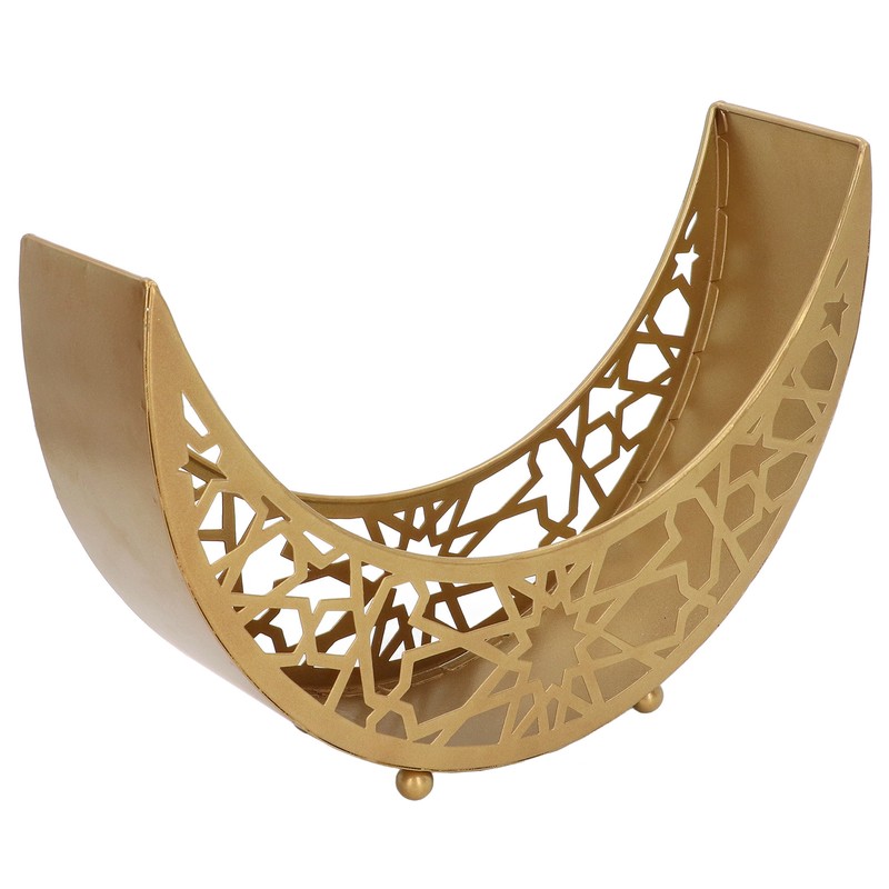 Ramadan Tray Moon Shape Large Capacity 11.8x8.3x3.1in Decorative Iron Serving