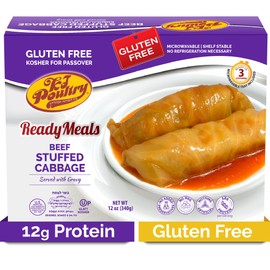 KJ Poultry KJ Poultry Kosher for Passover Gluten Free Meals, Beef Stuffed Cabbage Rolls in Gravy (1 Pack) Prepared Entree Fully Cooked, Shelf Stable Microwave Dinner, Travel Military Camping