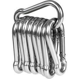 8 x Snap Hooks, LISOPO Carabiner Hooks M7 Heavy Duty 304 Stainless Steel, Carabiner Snap Hooks Keychain Clips for Outdoor, Camping, Hiking, Hooks for lifting aids and handles with an eyelet