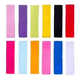 DERAYEE Elastic Hair Band, 12 Pieces Yoga Headband for Women Made of Cotton, Mixed Colours