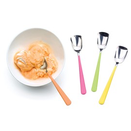 RSVP International Ice Cream Tool Collection, Dishwasher Safe, Large Handle, Colored Handle Spoons, 4 Piece