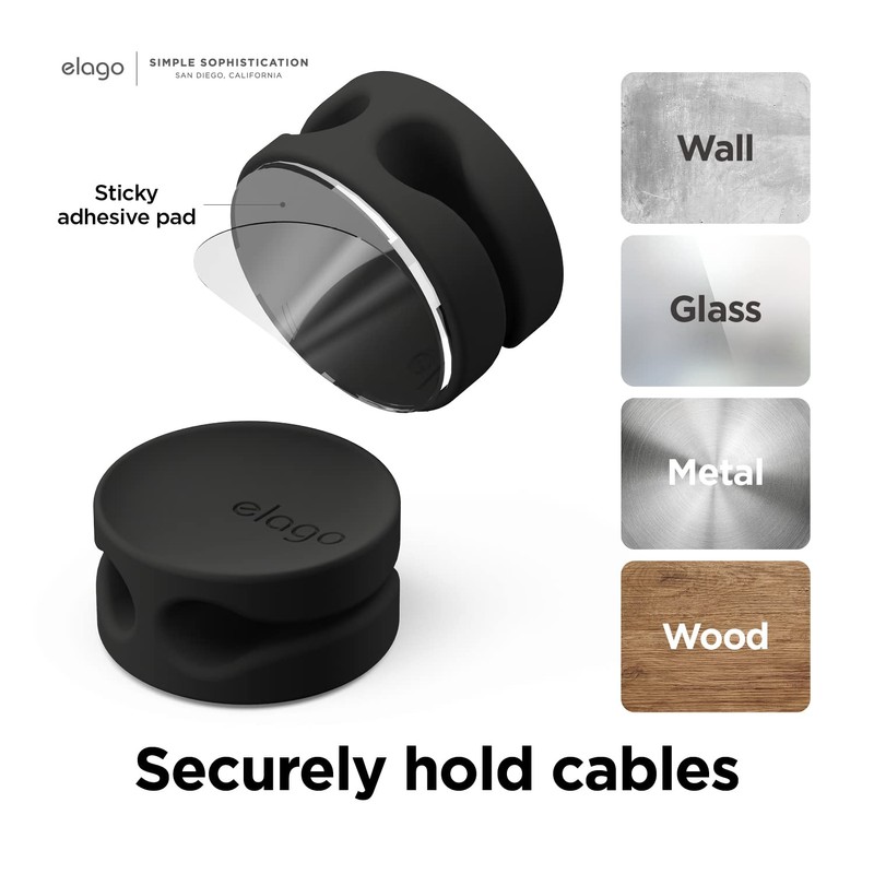 elago CABLE MANAGEMENT BUTTON ケーブルドロップ 収納ボタン 2ケーブル 同時収納可能 ケーブルクリップ 7個セット