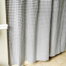 Piper Classics Gray Gables Check Shower Curtain, 72" x 72", Farmhouse, Country, Cottage, Checked Gingham Bath Accent