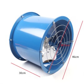 KinHall Utility Blower 16" Axial Fan Cylinder Duct Paint Spray Booth Paint Fume Axial Fan Exhaust Fan Explosion Proof Fan with Stainless Steel Blades for Extraction and Ventilation 1420r/min 98-150pa