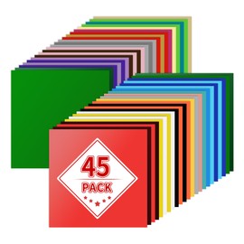 iImagine Vinyl 45 Pack Permanent Vinyl, 12" x 12" Permanent Vinyl for Cricut Machine- 45 Colors Adhesive Vinyl Sheets for Car Decal, Party Decoration.