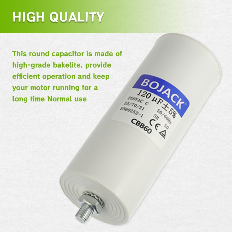 BOJACK CBB60 120 uF mfd ±5% 250v Volt 50/60Hz AC