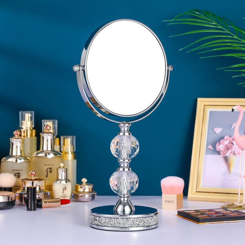 Hanjue Makeup Mirror, 360 Degree Swivel Vanity Mirror, Crystal Cosmetic