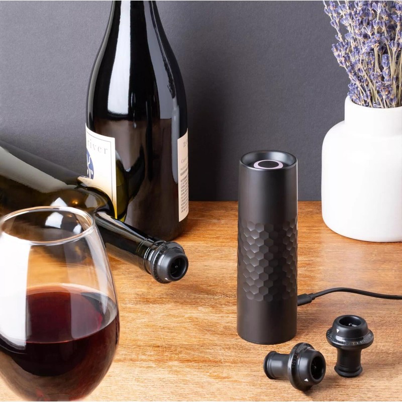 LEVARE Rechargeable Wine Saver Vacuum Sealer USB Charger w/4 Universal