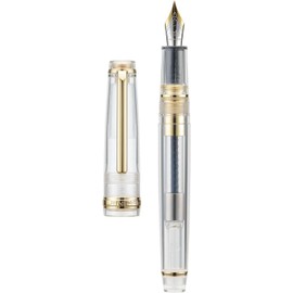 Jinhao - Pluma estilográfica acrílica 82, punta extrafina de iridio con convertidor de tinta, color verde oliva transparente, diseño clásico,