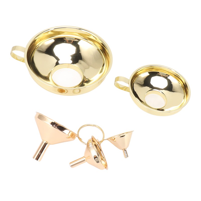 5 Pcs Funnel Set Stainless Steel Gold Plating Wide Mouth