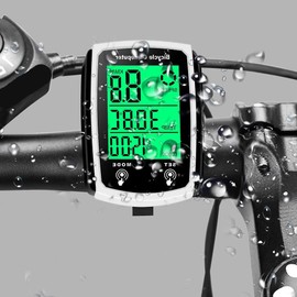 Bicycles Odometer and Speedometer, Wired Waterproof Cycle Bike Computer with LCD Display Waterproof Speedometer for Bike zzhugyin (White)