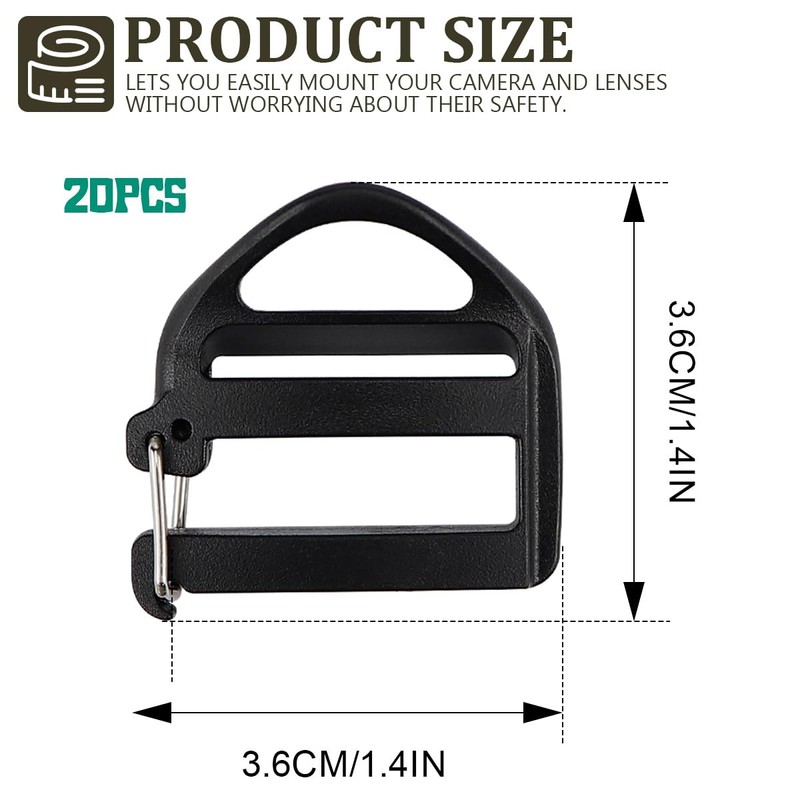 LNQ LUNIQI Pack of 20 Adjustable Buckles Webbing, 25mm Hardware
