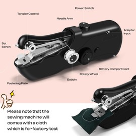 Caydo Handheld Sewing Machine, Quick Mini Sewing Machine with Portable Sewing Basket with Sewing Supplies, Suitable for Clothes, Jeans, DIY, Home, Travel