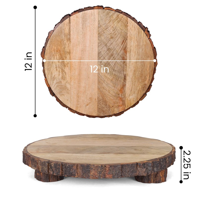 GoCraft Mango Wood Pedestal Stand – Rustic Decorative Riser for