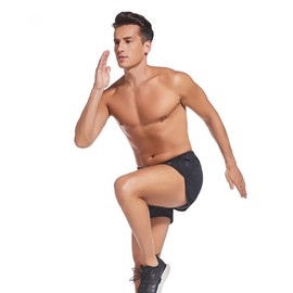 LORSPORTCH Herren-Shorts, Laufshorts, Fitness-Shorts, Trainingsshorts, Fitness-Shorts mit Reißverschlusstaschen, Schwarz , S