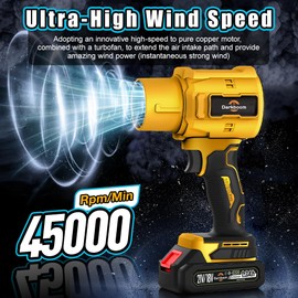 Darkboom Handheld Leaf Blower Cordless with 45000RPM Turbo Blower 2pcs Batteries an Adapter Charger and Two Types of air ducts