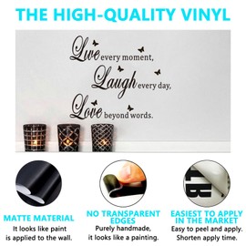 Inspirational Family Wall Stickers for Bedroom: Home Quotes Motivational Vinyl Art Wall Decals for Living Room Kitchen Apartment Bathroom - Live Every Moment 18" X 15"