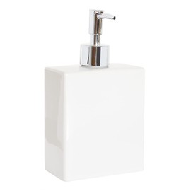 Large White Ceramic Refillable Liquid Soap Dispenser Chrome Top Multi-purpose - Shampoo, Body Wash