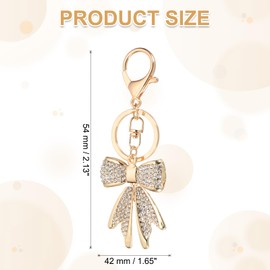 PATIKIL Bow Keychain for Women, Bag Purse Charm Rhinestone Bow Accessories for Key Handbag Backpack Car Ring, Gold