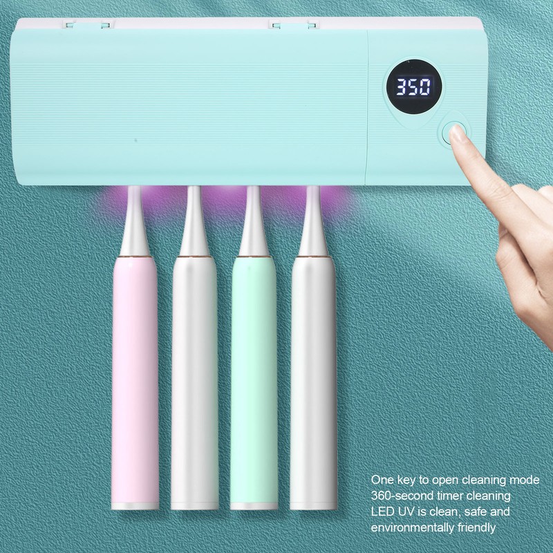 UVC Toothbrush Holder Wall Mounted Rack UV Light Cleaning Toothbrush