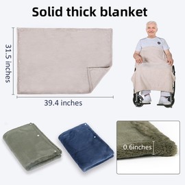 EHUELDER Wheelchair Blanket with Security Straps & Snaps, Stays in Place & Anti-Entanglement, 5-in-1 Versatile Lap Blanket Shawl for Seniors, Lightweight Breathable Flannel (Navy Blue, Thick Blanket)