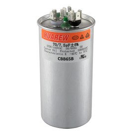 HUAREW 70/7.5 uF 70+7.5 MFD ±6% 370V/440V CBB65B AC Capacitor Dual Run Round Capacitor Replacement 70 7.5 uF MFD 370 440 Volt VAC for AC Unit Fan Motor Start or Heat Pump or Condenser Straight Cool