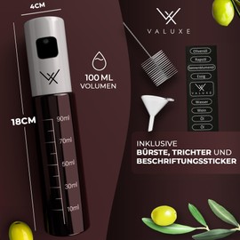 VALUXE® Ölsprüher für Speiseöl und Essig mit UV-Schutz Glas & Sprühfilter - Edelstahl Öl-Sprühflasche in Snow White - Präziser Olivenöl Sprüher, Öl-Zerstäuber, Oil-Sprayer