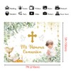 MEHOFOND Mi Primera Comunion Backdrop for Boy Baptism Christening Party