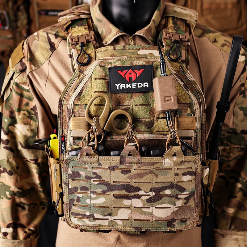 YAKEDA Tactical Vest for Men 1000D Nylon Quick Release Laser-Cutting