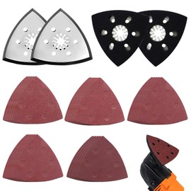 SneiDr 29 Stück Multitool Schleifaufsatz 4 Schleifplatte für Delta-Schleifer 90mm Universal mit 25 Schleifpapier Blatt 6-Loch Körnung P40 bis P400 Langlebig und Effizient für Schleifen Und Polieren