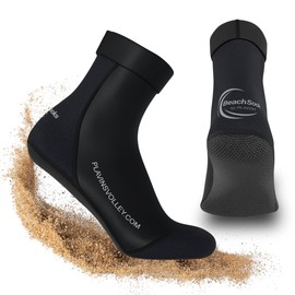 PLAVINS Beachsocks - Professional Design Beach Socks for Sports on the Beach - Beach Volleyball, Football, Tennis, black, XL