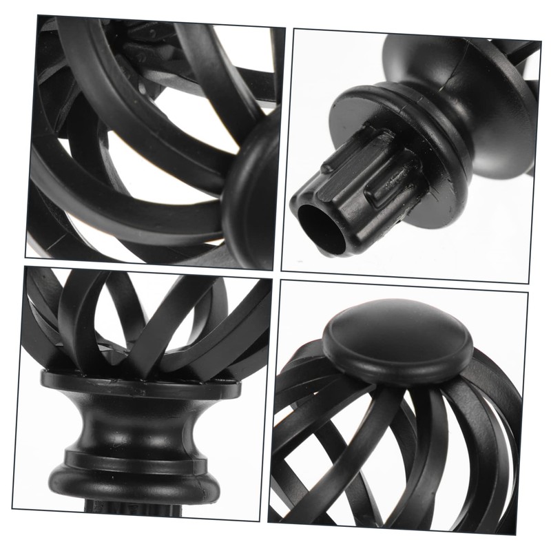 GRIRIW 4sets Curtain Rod Ends White Caps Gunmetal Black Urn
