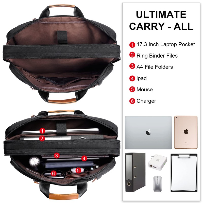 Estarer Convertible Laptop Messenger Bag 17-17.3 Inch Mens Computer Bag