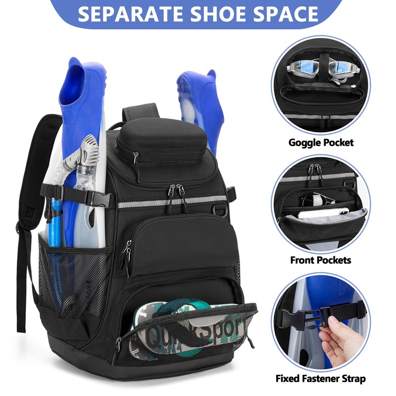 GOBUROS Swim Backpack with Separate Shoe Space, Swim Gear Bag