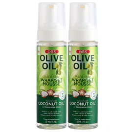 ORS Olive Oil Hold & Shine Wrap Set Mousse Infused with Coconut Oil for Restorative Shine 7 Ounce (Pack of 2)