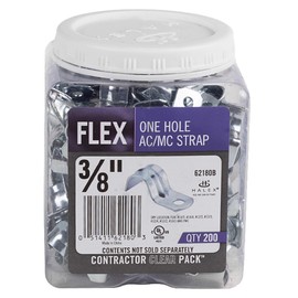 Halex – 3/8 Inch Flexible Metal Conduit (FMC) – 1 Hole Straps – 62180B – 200 Per Pack – Silver