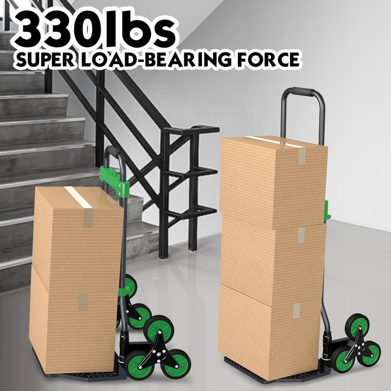 Heavy-Duty 330LB Capacity Hand Truck with Stair-Climbing Wheels & One-Touch