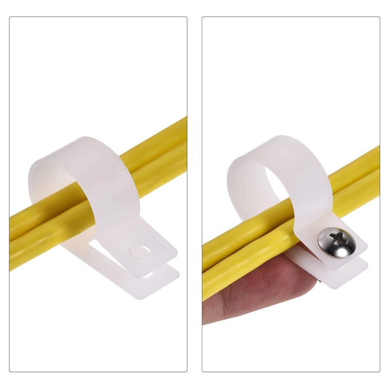 sourcing map 19mm Nylon R Type Cable Clip Wire Clamp